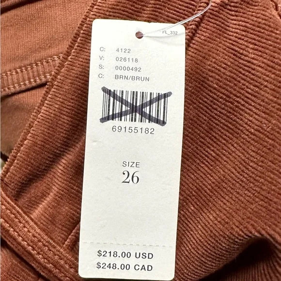 Anthropolgie x MOTHER The Tomcat High-Rise Straight Corduroy Jeans Hopscotch